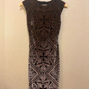 Vincent Camuto Elegant Black and Brown Patterned Dress size 8